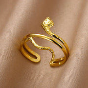 Gold Plated Stainless Steel Snake Ring - Palm and Thread