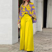 Fashion Shirt Elegant Wide Leg Pants Set - Palm and Thread