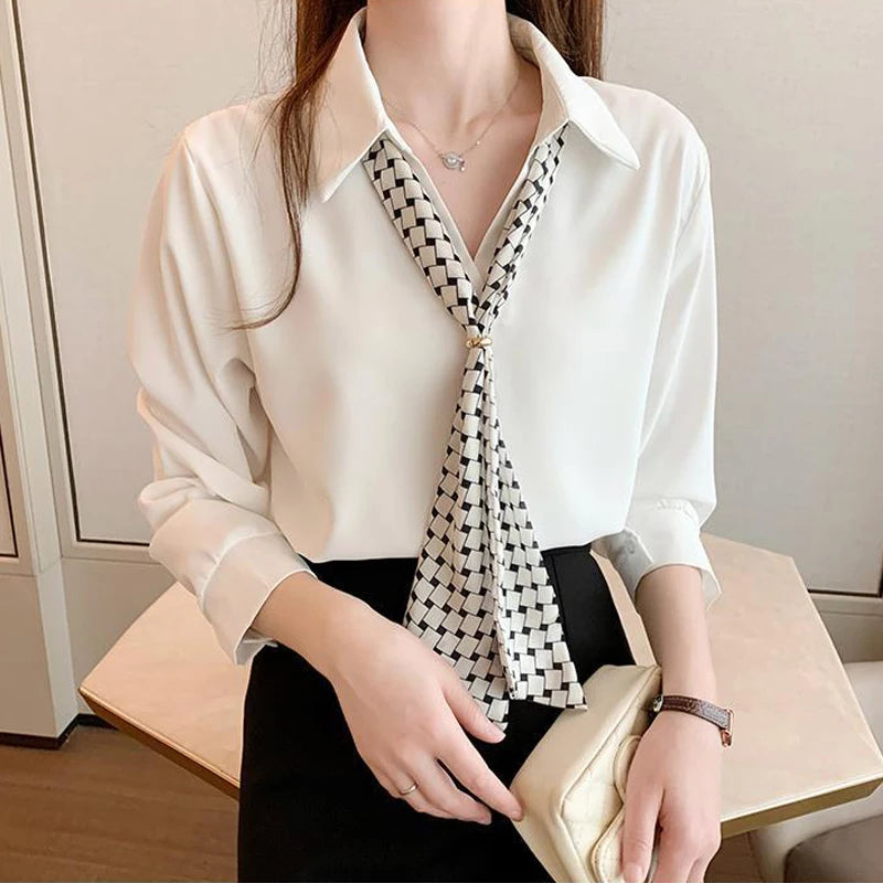 Fashion Chiffon Elegant Chic Bow Tie Blouse - Palm and Thread