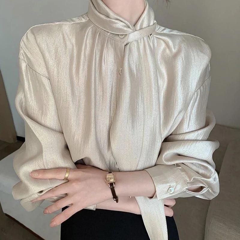 Turtleneck Irregular Blouse - Palm and Thread