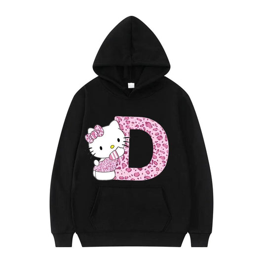 Black Hello Kitty Letter Hoodie - Palm and Thread