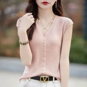 Knitted Suspenders Sleeveless V-Neck Cardigan - Palm and Thread