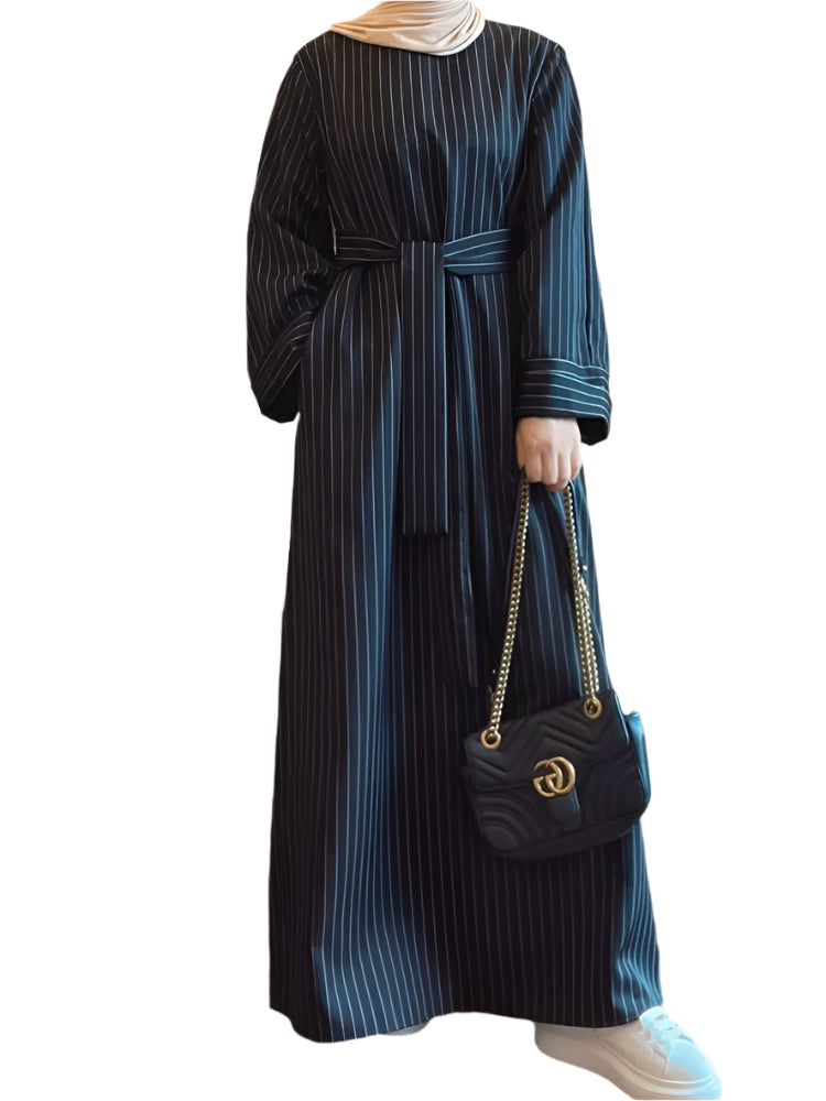 Striped Long Robe Abaya Dress - Palm and Thread