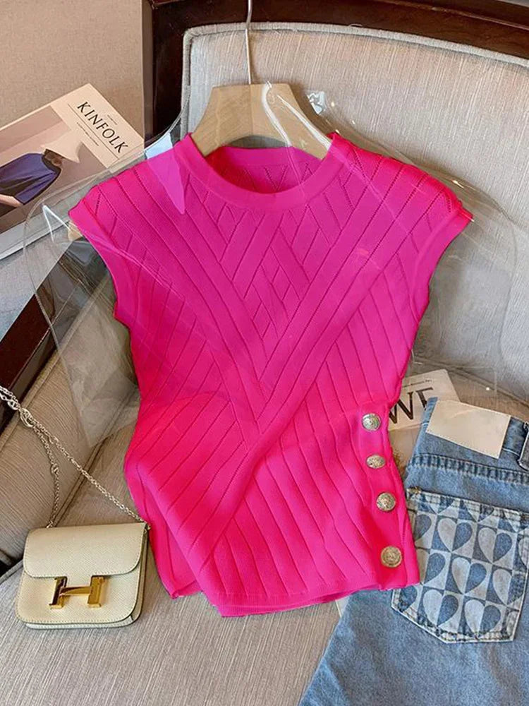 Sleeveless Knitting Short Sleeve T-Shirt - Palm and Thread