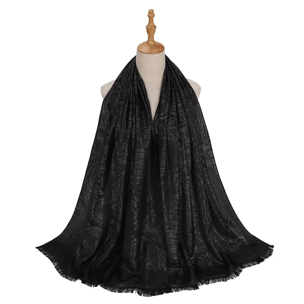 New Jacquard Satin Silk Hijab Scarf - Palm and Thread