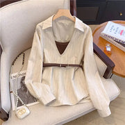 Print Minimalist Elegant Blouse - Palm and Thread