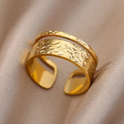 Stainless Steel Gold Color Open Gothic Ring - Palm and Thread