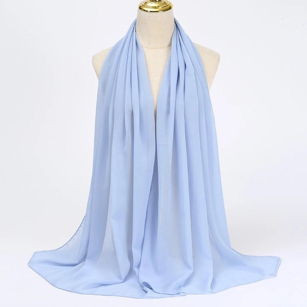 Chiffon Hijab Scarf Long Solid Color Head Wrap - Palm and Thread