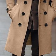Double Breasted Long Woolen Trench Coat - Palm and Thread