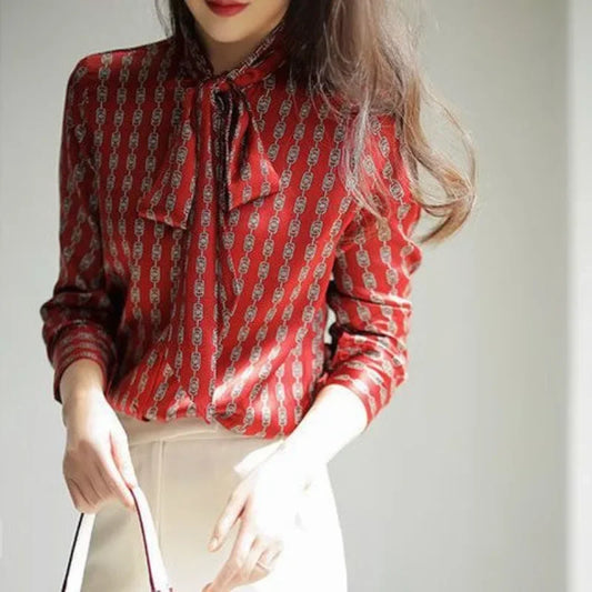 New Fashion Scarf Neck Blouse - Palm and Thread