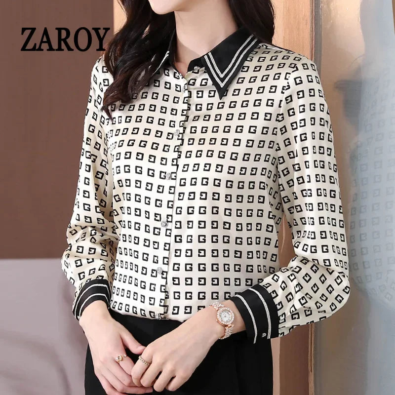 Satin Elegant Slim Work Top - Palm and Thread