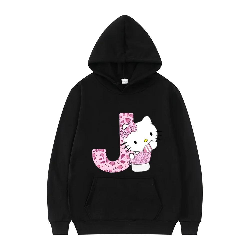 Black Hello Kitty Letter Hoodie - Palm and Thread