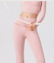 Padded Long Sleeve Crop Top & High Waist Flared Leggings
