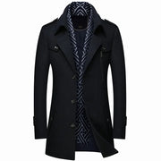 Scarf Collar Cotton-Padded Woolen Coat