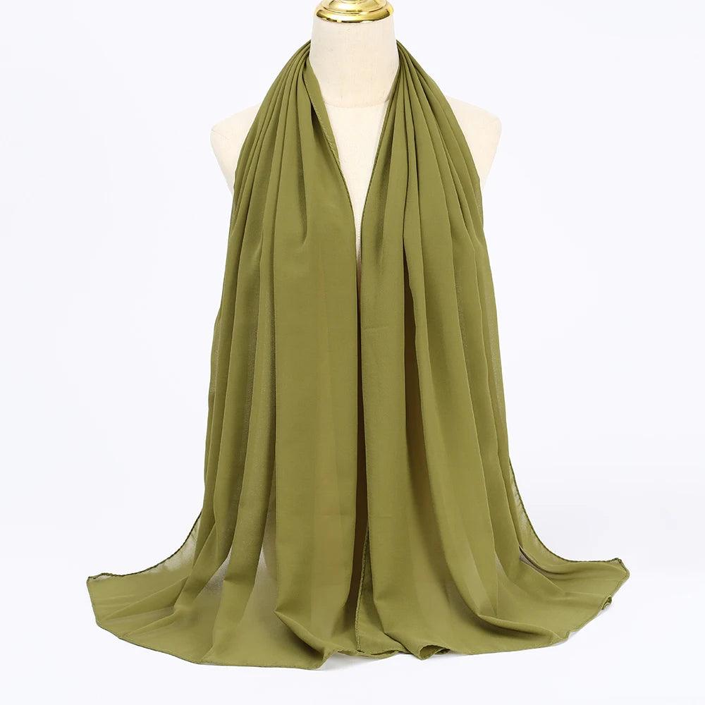 Chiffon Hijab Scarf Long Solid Color Head Wrap - Palm and Thread