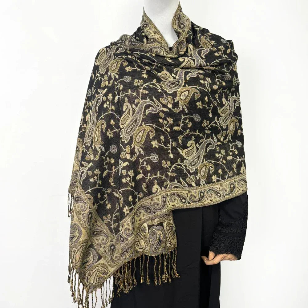 Fashion Paisley Kashmiri Imitated Pashmina Tassel Scarf - Palm and Thread