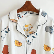 Cotton short-sleeved shorts pajamas set - Palm and Thread