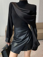 Black stitching design long-sleeved shirt - Palm and Thread