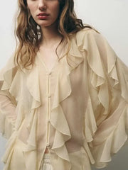 Translucent Ruffles Blouse - Palm and Thread