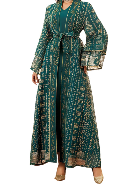 Embroidery Long Robe Abaya - Palm and Thread