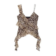 Print Ruffle Tulle Leopard Backless Top - Palm and Thread