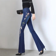 Embroidery Skinny Flare Jeans Pant - Palm and Thread