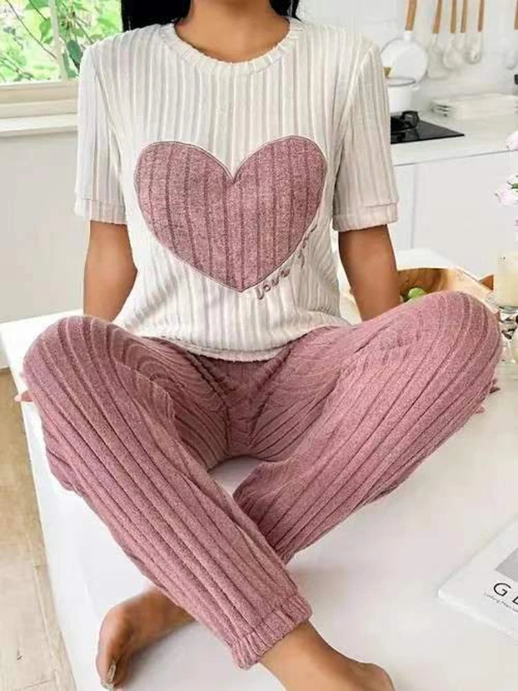 Heart pattern short sleeve Pajama- Palm and Thread