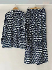 Retro geometric shirt + elastic pant suit - Palm and Thread