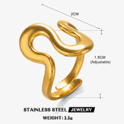 Irregular Unique Heart Metal Texture Finger Ring - Palm and Thread