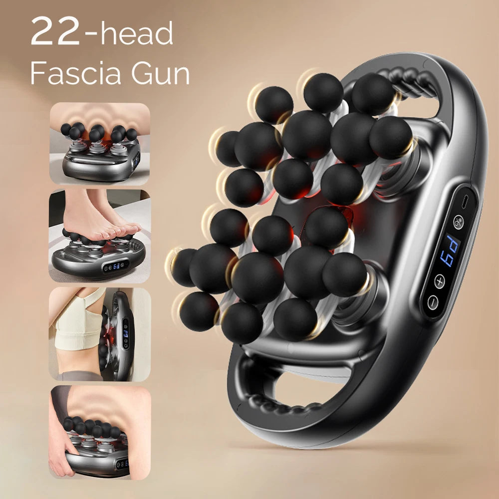 22-Head Fascia Gun High-Frequency Vibration Body Massage - Palm and Thread