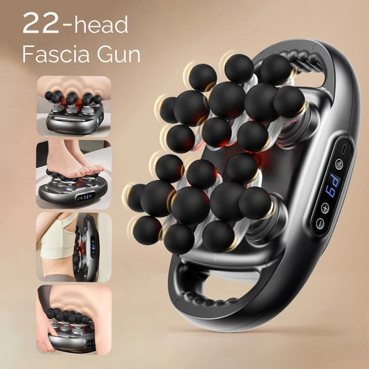 22-Head Fascia Gun High-Frequency Vibration Body Massage - Palm and Thread