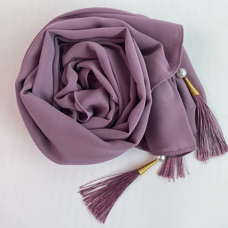 Bubble Chiffon Hijab Solid Color Long shawls - Palm and Thread