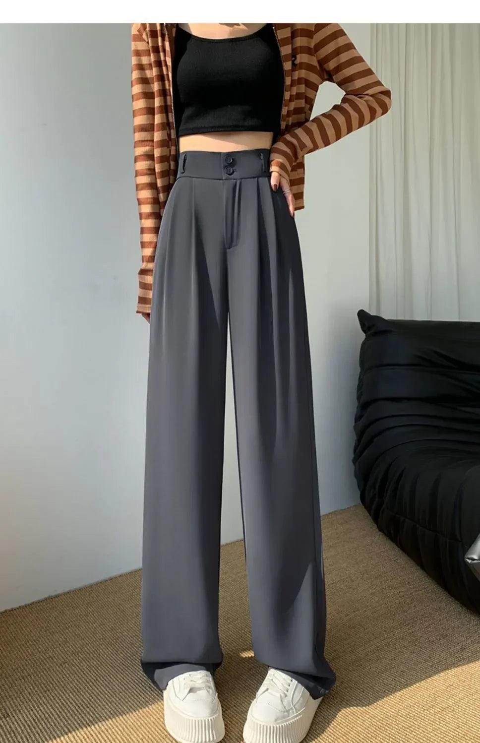 Elegant Wide Leg High Waist Baggy Suit Pant - Palm and Thread