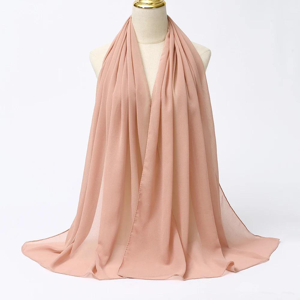 Chiffon Hijab Scarf Long Solid Color Head Wrap - Palm and Thread