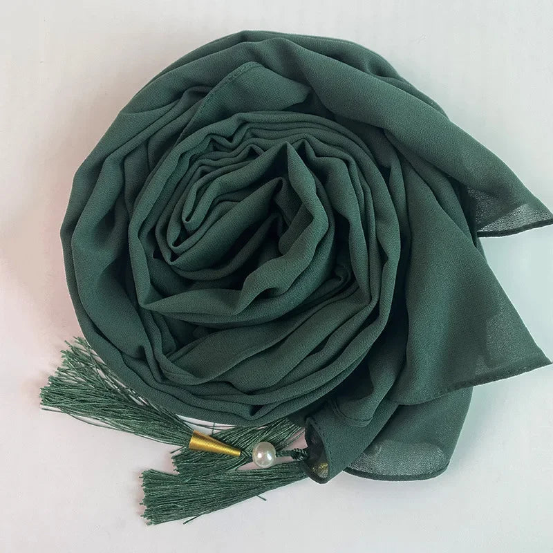 Bubble Chiffon Hijab Solid Color Long shawls - Palm and Thread