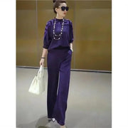 Long-Sleeved Ice Silk Two-Piece Suit - Palm and Thread