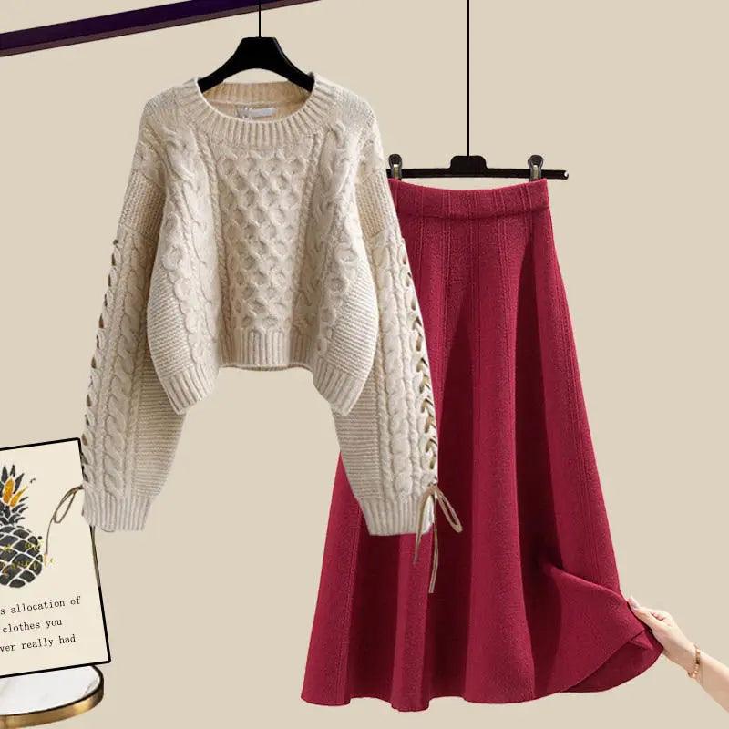 Loose Sweater High Waist Mid Length Half Skirt Matching Set - Palm and Thread