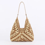 Straw Tote Vintage Vacation Shoulder Bag - Palm and Thread