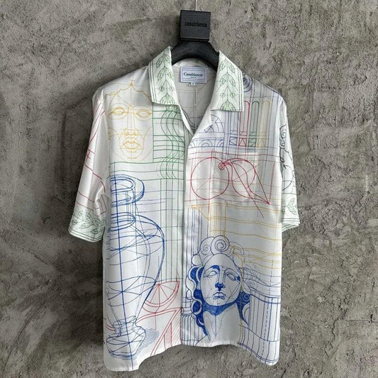 Sketch Pattern Silk Oversized T-Shirt - Palm and Thread