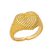 White Zircon Flower Leaf Shape Stainless Steel Ring - Palm and Thread