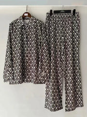 Retro geometric shirt + elastic pant suit - Palm and Thread