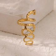 Gold Plated Stainless Steel Snake Ring - Palm and Thread