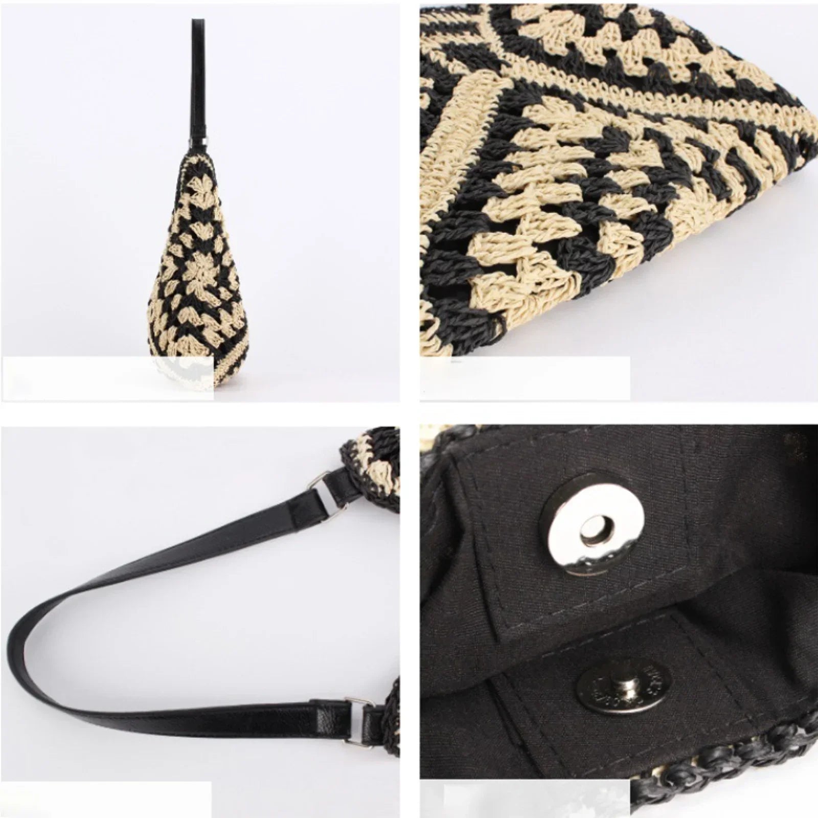 Straw Tote Vintage Vacation Shoulder Bag - Palm and Thread