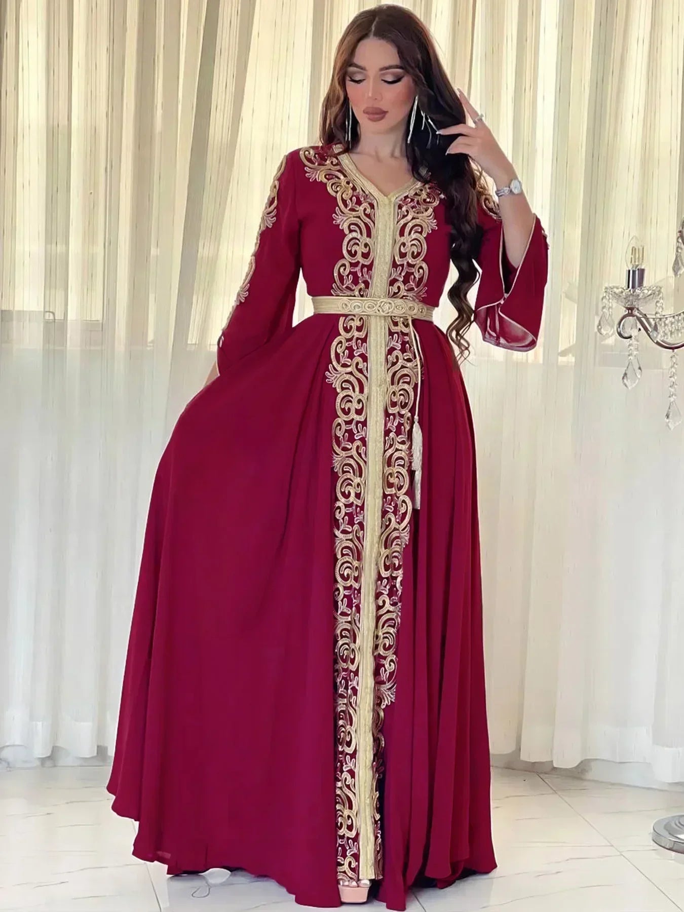 Elegant Embroidered Abaya - Palm and Thread