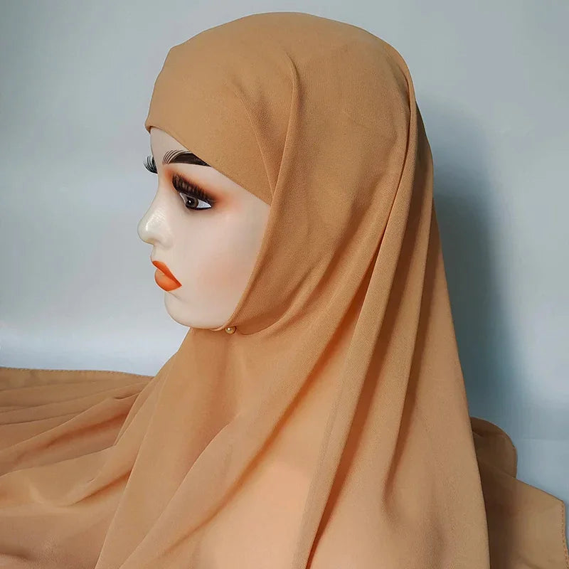 Chiffon Hijab With Underscarf Cap Bonnet Instant - Palm and Thread