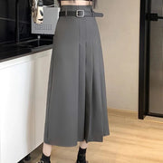 High Waist Belt Elegant Pleated Midi Skirt - Palm and Thread