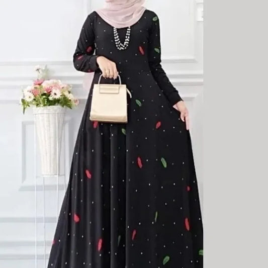 Print Long Dress Abaya - Palm and Thread