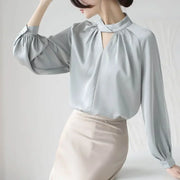 Satin Vintage Long Sleeved Loose Top - Palm and Thread