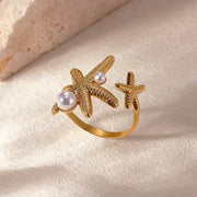 Ocean Starfish Shell Open Ring - Palm and Thread