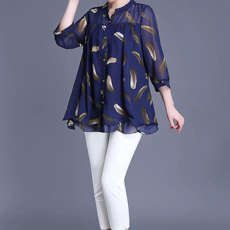 Casual Printed Chiffon Blouse - Palm and Thread